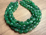 Green Acrylic Beaded Multi Strand Chunky Statement Necklace - Lauren