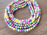Pastel Multi Color Acrylic Lucite Bead Chunky Statement Necklace - Alana