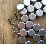 Silver Statement Acrylic Beaded Chunky Multi Strand Necklace - Charlotte