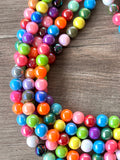 Multi Color Acrylic Big Bead Chunky Lucite Statement Necklace - Alana
