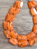 Orange Acrylic Lucite Beaded Chunky Statement Necklace - Jane