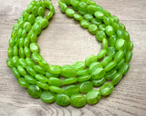 Lime Green Acrylic Beaded Multi Strand Statement Necklace - Lauren