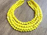 Yellow Acrylic Beaded Chunky Multi Strand Statement Necklace - Charlotte