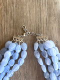 Light Blue Beaded Lucite Chunky Multi Strand Statement Necklace - Lauren