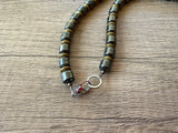 Mens Gray Gold Stone Hematite Beaded Necklace - Garett