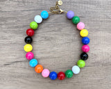 Multi Color Choker Acrylic Beaded Short Lucite Statement Necklace - Betty