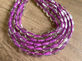 Purple Clear Beaded Lucite Chunky Multi Strand Statement Necklace - Lauren