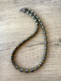 Mens Gray Gold Stone Hematite Beaded Necklace - Garett