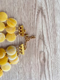 Yellow White Lucite Beaded Multi Strand Chunky Statement Necklace - Charlotte