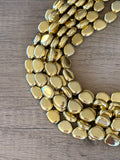 Shiny Gold Acrylic Statement Beaded Multi Strand Necklace - Nikki