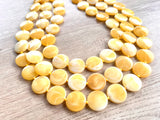 Yellow White Lucite Beaded Multi Strand Chunky Statement Necklace - Charlotte