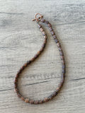 Brown Wood Copper Hematite Beaded Mens Necklace - Soren