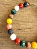 Multi Color Acrylic Beaded Choker Statement Necklace - Betty