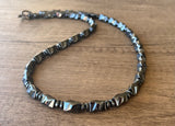 Mens Beaded Stone Gray Hematite Long Necklace - Dylan