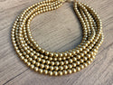 Gold Matte Bead Acrylic Multi Strand Statement Necklace - Michelle
