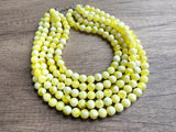 Light Yellow Big Beaded Acrylic Chunky Multi Strand Necklace - Alana
