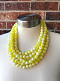 Light Yellow Big Beaded Acrylic Chunky Multi Strand Necklace - Alana