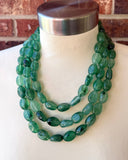 Green Acrylic Beaded Multi Strand Chunky Statement Necklace - Lauren
