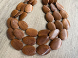Brown Wood Beaded Boho Statement Chunky Multi Strand Necklace - Miranda
