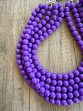 Purple Big Beaded Acrylic Chunky Multi Strand Necklace - Alana