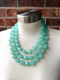 Mint Green Statement Lucite Beaded Multi Strand Necklace - Minnie
