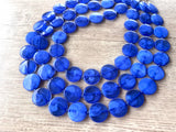 Cobalt Blue Lucite Acrylic Beaded Multi Strand Chunky Statement Necklace - Charlotte