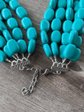 Turquoise Green Lucite Acrylic Chunky Multi Strand Statement Necklace - Lauren