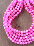 Pink White Acrylic Lucite Big Bead Chunky Multi Strand Necklace - Alana