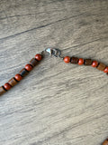 Wood Red Brown Jasper Stone Beaded Mens Necklace - Terrance