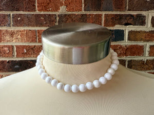 White Pearl Acrylic Choker Beaded Chunky Multi Strand Statement Necklace - Alana