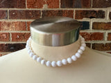 White Pearl Acrylic Choker Beaded Chunky Multi Strand Statement Necklace - Alana