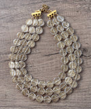 Clear Gold Lucite Bead Multi Strand Chunky Statement Necklace - Charlotte