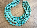 Blue Gold Acrylic Beaded Chunky Multi Strand Statement Necklace - Ava