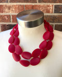 Red Matte Resin Beaded Chunky Multi Strand Statement Necklace - Morgan