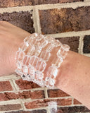 Clear Faceted Acrylic Beaded Womens Bracelet Jewelry Set - Jenny