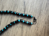 Black Wood Blue Turquoise Beaded Mens Necklace - Dennis
