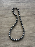 Mens Black White Lava Rock Gemstone Beaded Necklace - Mack