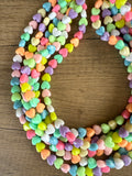 Pastel Heart Acrylic Bead Multi Strand Valentines Statement Necklace