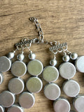 Silver Matte Statement Acrylic Beaded Chunky Multi Strand Necklace - Charlotte