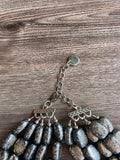 Pyrite Lucite Gray Acrylic Beaded Chunky Multi Strand Statement Necklace - Lauren