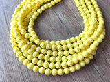 Yellow Pearlescent Acrylic Lucite Bead Chunky Multi Strand Statement Necklace - Alana