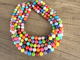 Multi Color Acrylic Big Bead Chunky Statement Necklace - Alana