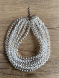 Clear Faceted Beaded Acrylic Multi Strand Chunky Statement Necklace - Evelyn