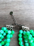 Green White Acrylic Lucite Big Bead Chunky Multi Strand Necklace - Alana