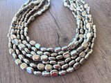 Silver Shiny Lucite Acrylic Beaded Multi Strand Chunky Statement Necklace - Lauren