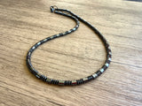 Mens Gray Hematite Stone Beaded Thin Necklace - Van