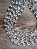 Lucite Acrylic Clear Bead Chunky Multi Strand Statement Necklace - Tessa