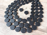 Black Statement Lucite Bead Necklace Chunky Multi Strand Necklace - Charlotte