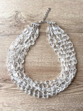 Clear Faceted Lucite Beaded Statement Multi Strand Chunky Necklace - Jenny