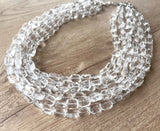 Clear Faceted Lucite Beaded Statement Multi Strand Chunky Necklace - Jenny